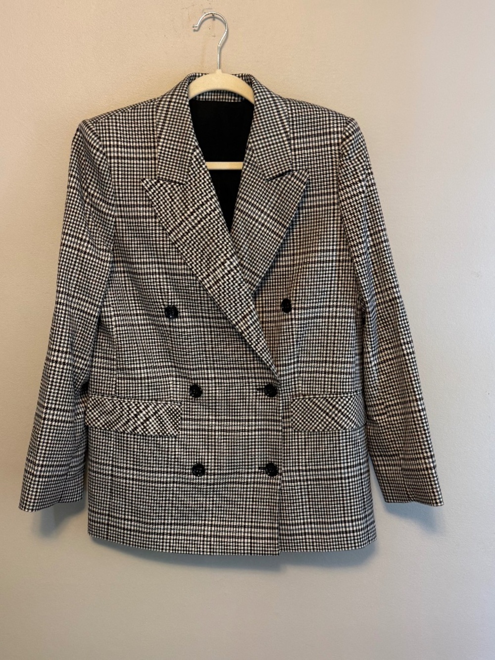 The Kooples NWT 100% Wool Glen Plaid Double Breasted Blazer US 6
